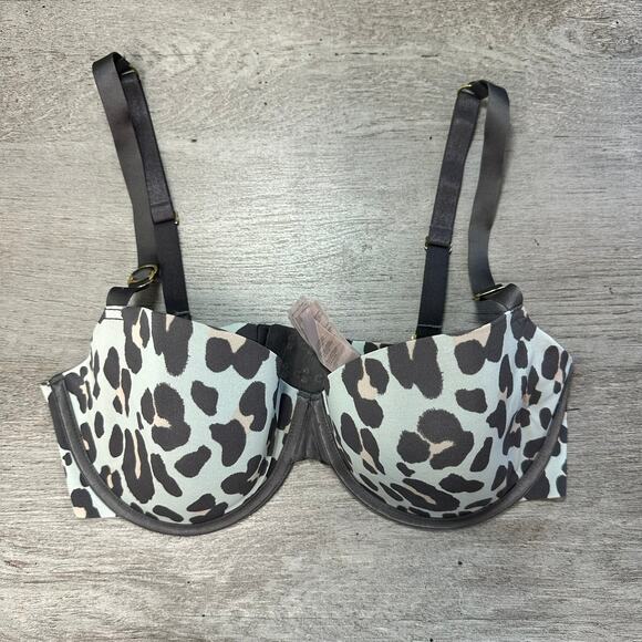 Stella McCartney Smooth Underwire Balconette Bra Leopard Print 34DD - Picture 1 of 5